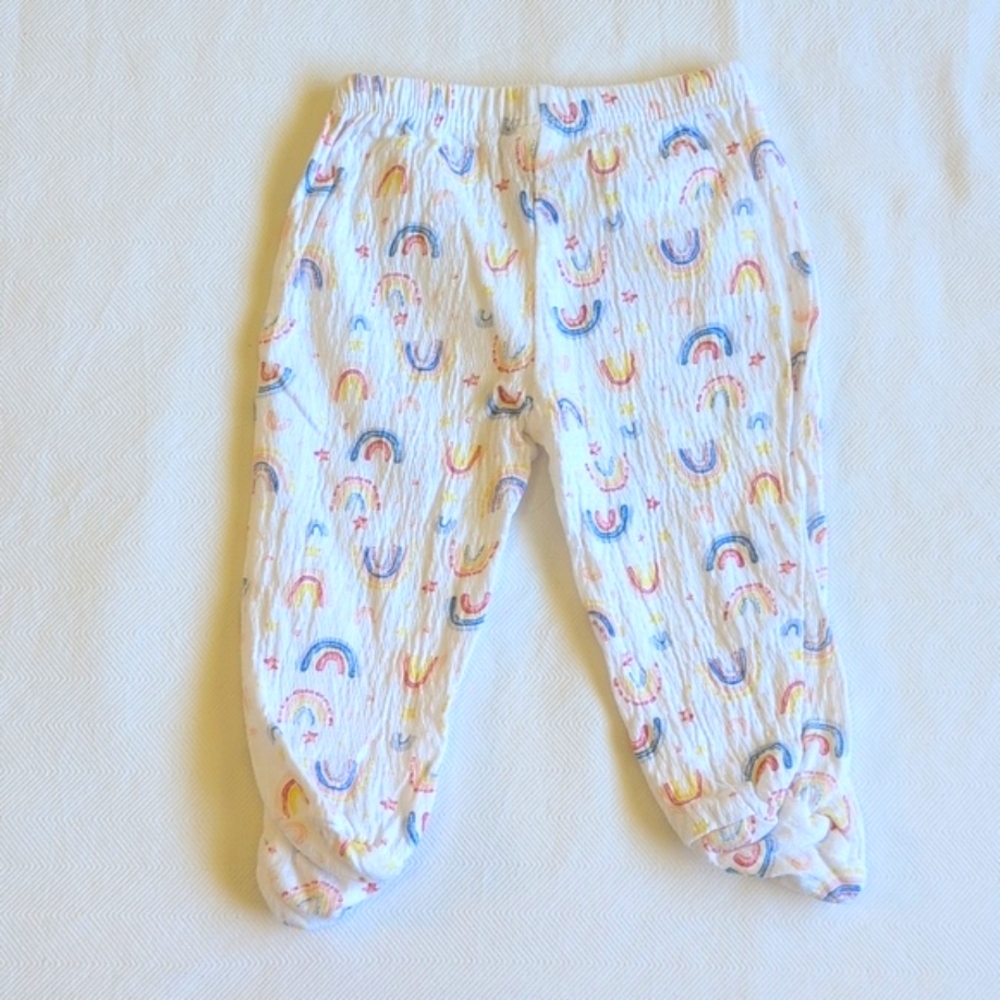 le top bebe crinkle boho rainbow print footed pants 3-6 months baby girl - Picture 5 of 5